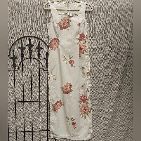 Vintage y2k Newport News thick cotton side button floral dress in 6 - Picture 3 of 9